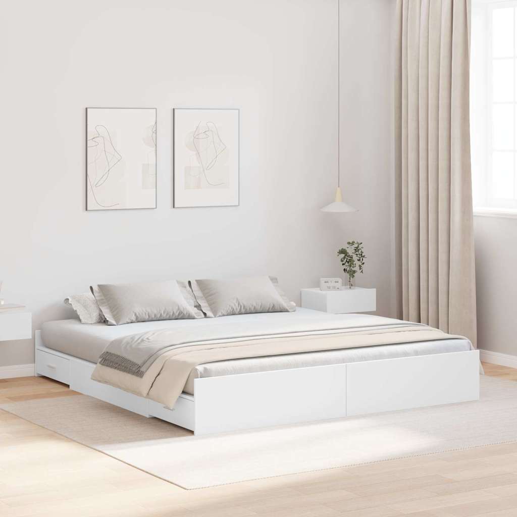 vidaXL Struttura letto con contenitore Bianco 200 x 200 cm