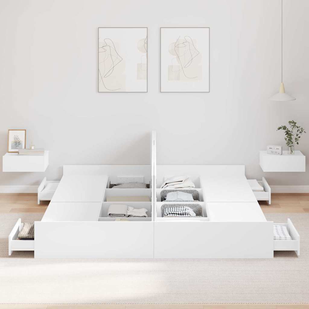vidaXL Struttura letto con contenitore Bianco 200 x 200 cm