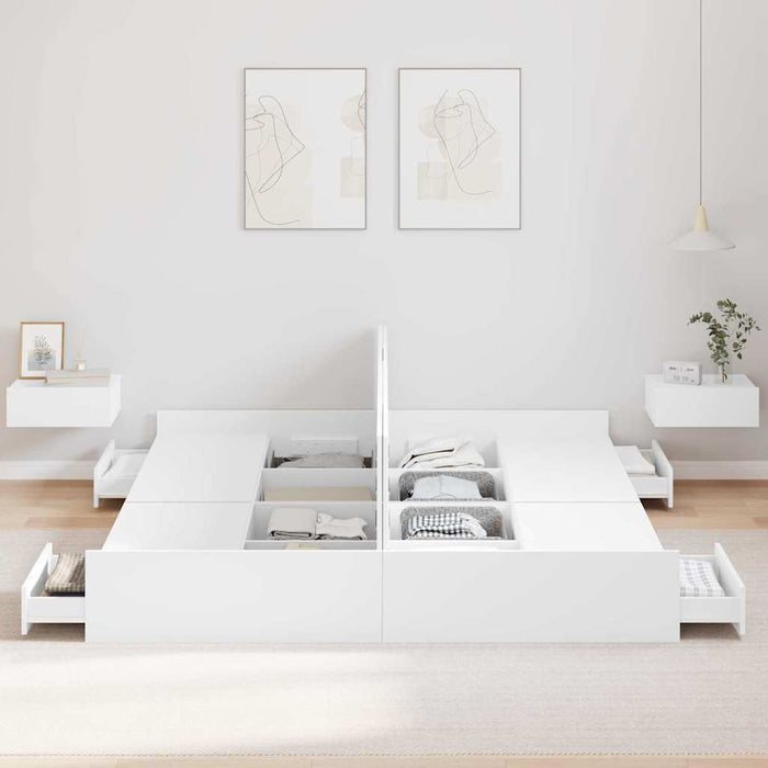 vidaXL Struttura letto con contenitore Bianco 200 x 200 cm