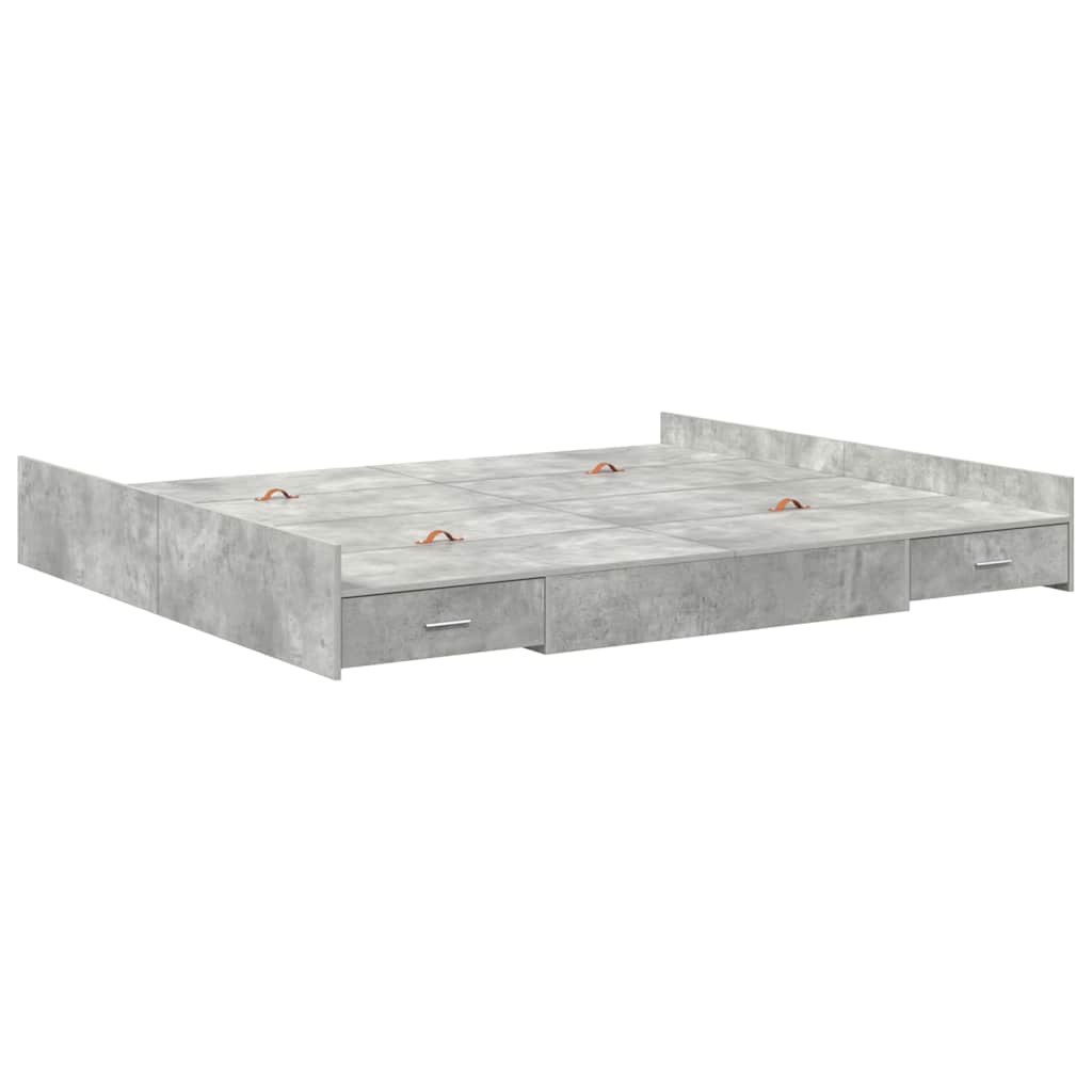 vidaXL Struttura letto con contenitore Grigio cemento 200 x 200 cm