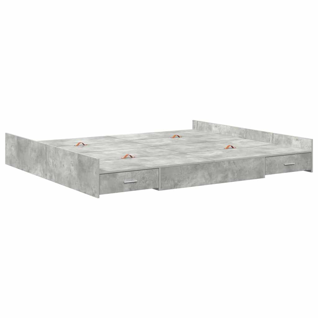 vidaXL Struttura letto con contenitore Grigio cemento 200 x 200 cm