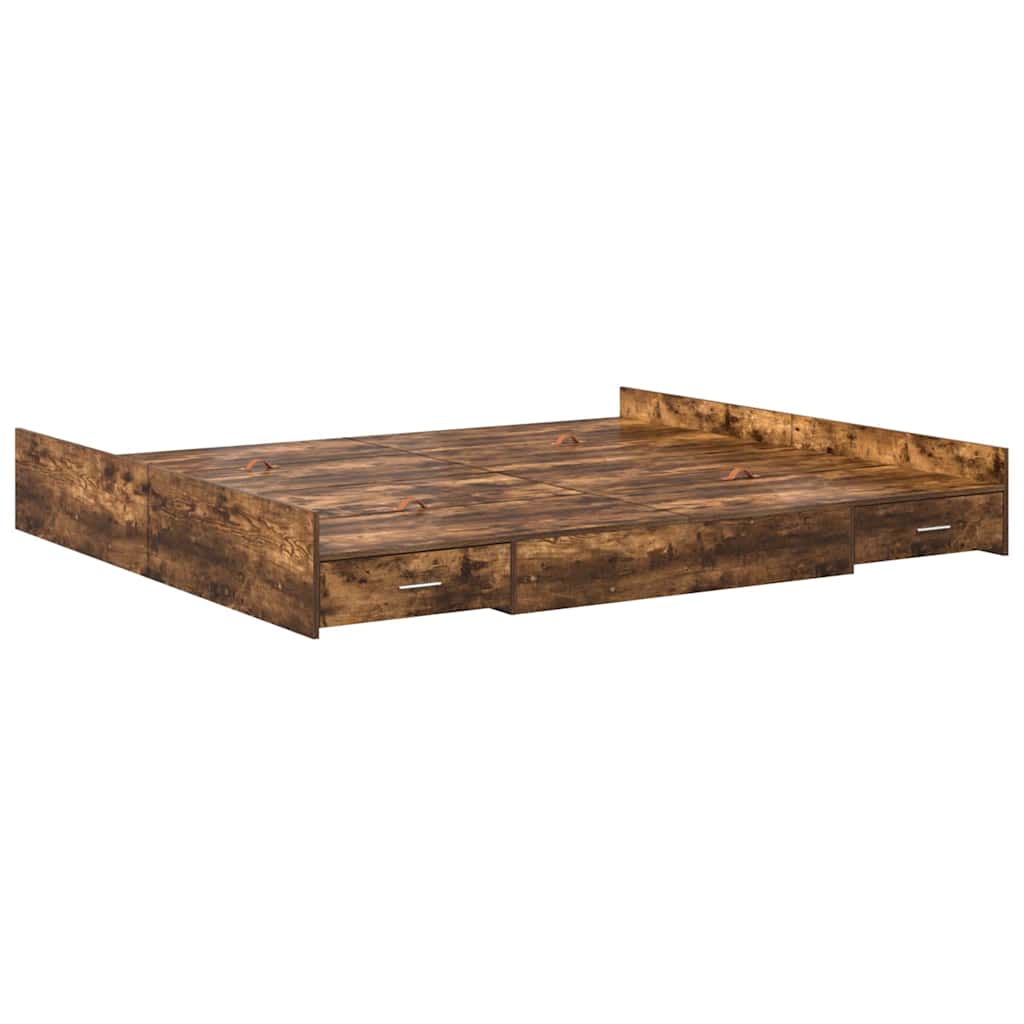 vidaXL Struttura letto con contenitore Rovere fumo 200 x 200 cm