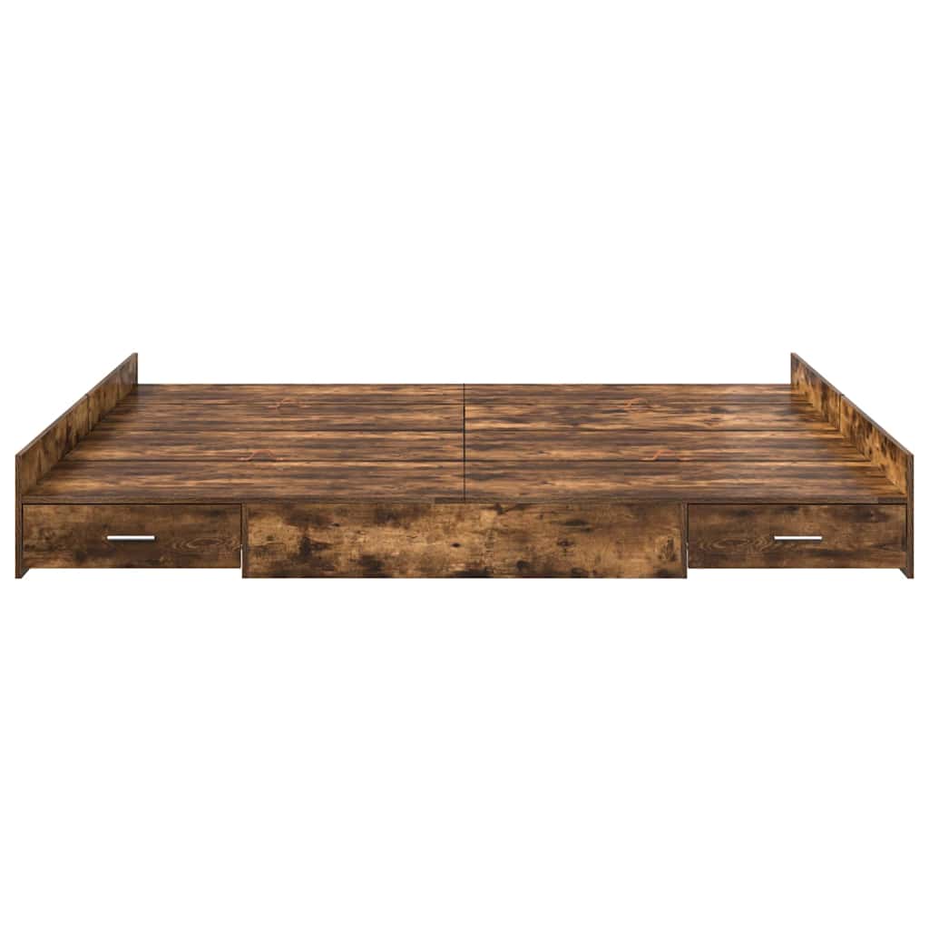 vidaXL Struttura letto con contenitore Rovere fumo 200 x 200 cm