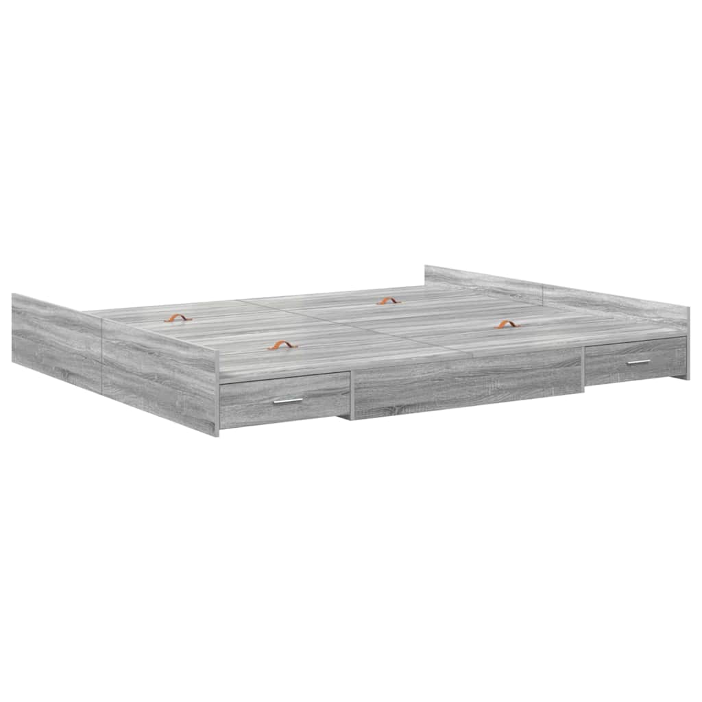 vidaXL Struttura letto con contenitore Grigio sonoma 200 x 200 cm