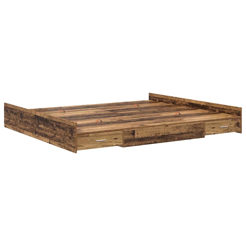 vidaXL Struttura letto con contenitore Legno vecchio 200 x 200 cm