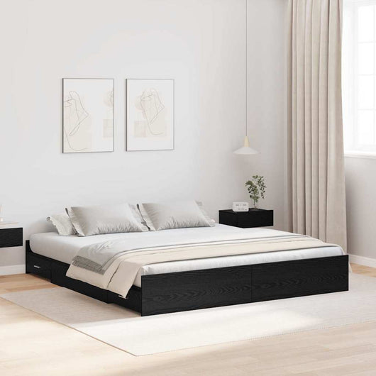 vidaXL Struttura letto con contenitore Rovere nero 180 x 200 cm