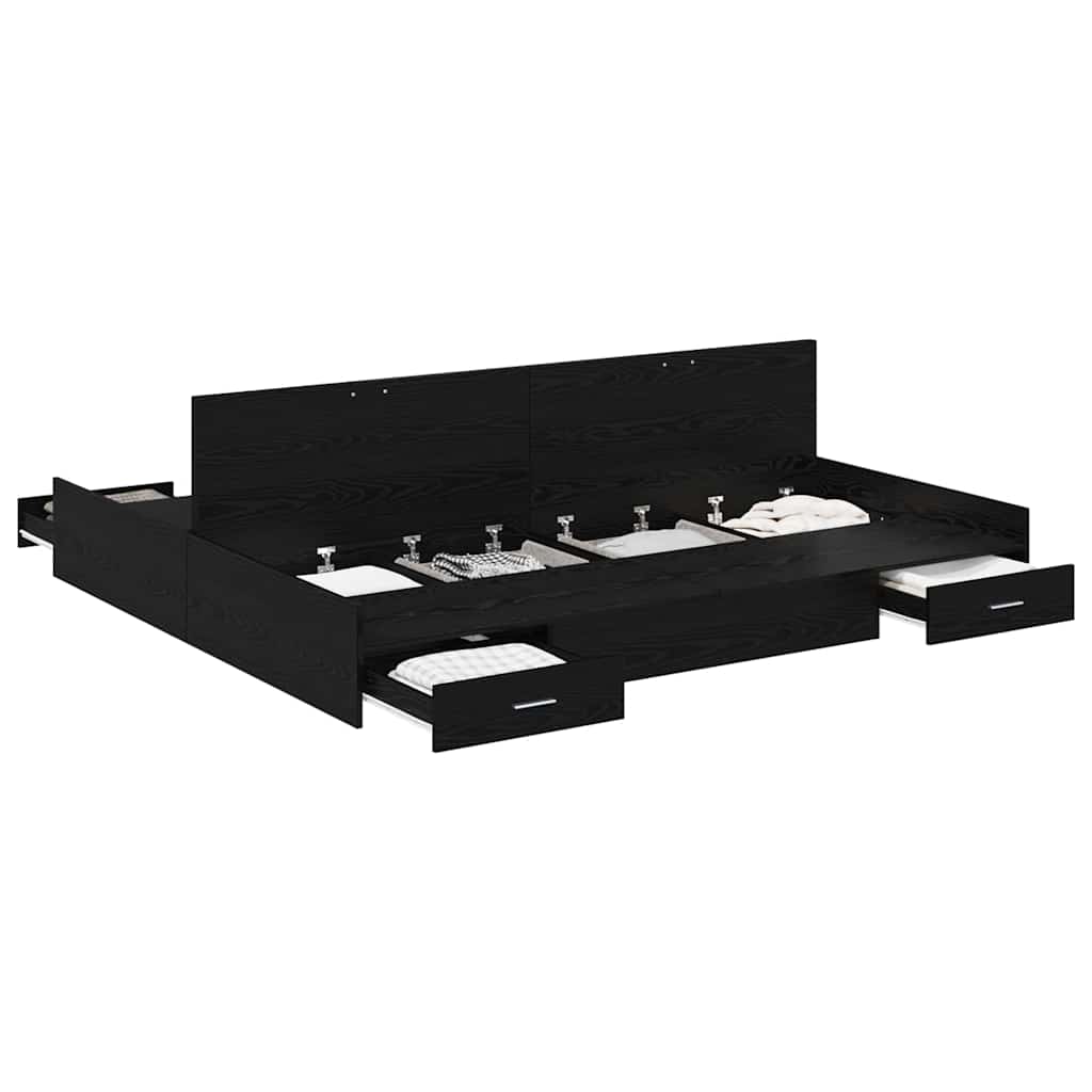 vidaXL Struttura letto con contenitore Rovere nero 180 x 200 cm