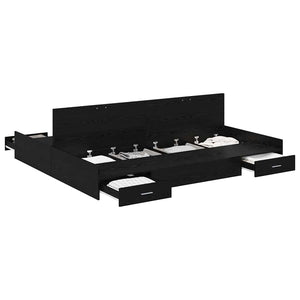 vidaXL Struttura letto con contenitore Rovere nero 180 x 200 cm