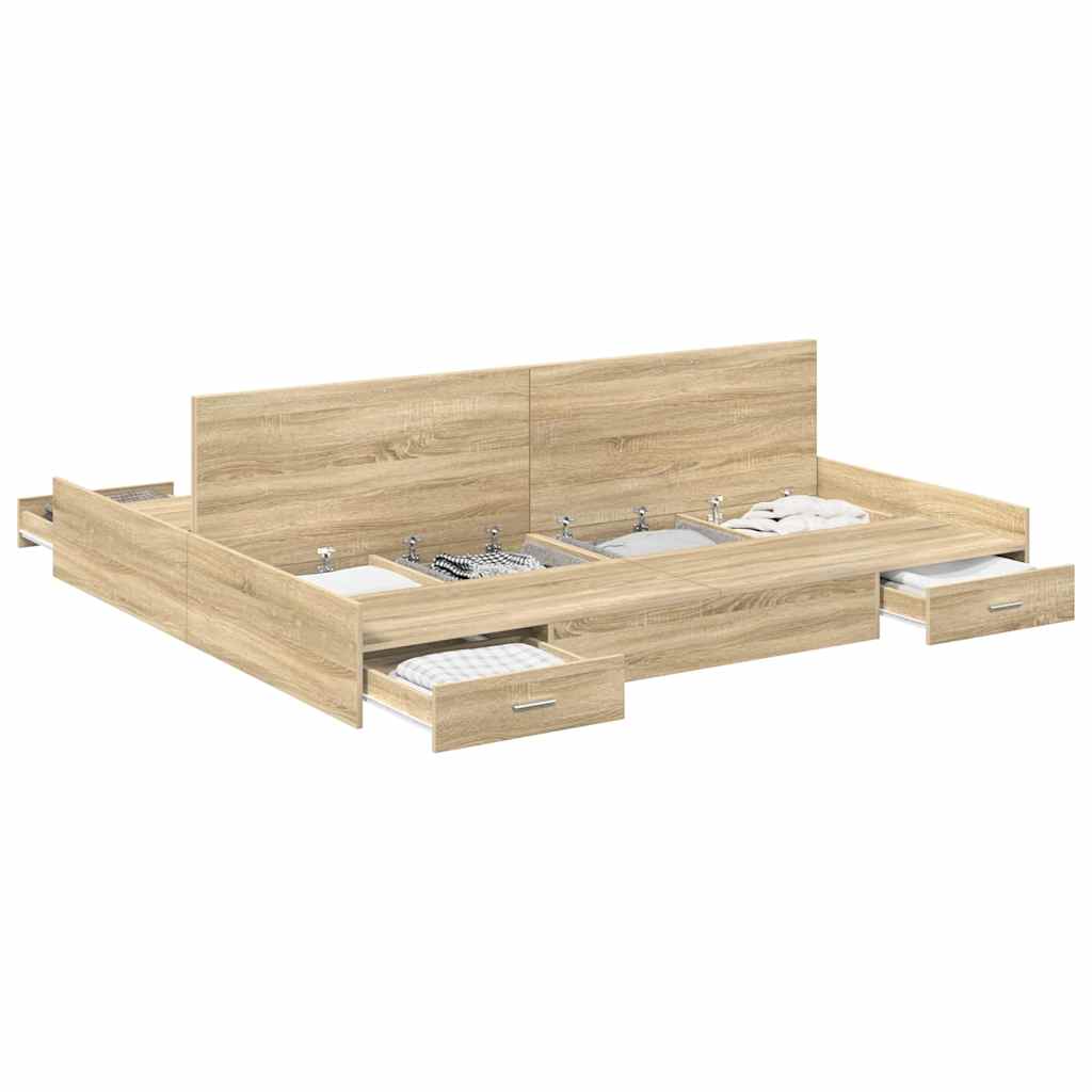 vidaXL Struttura letto con contenitore rovere sonoma 180 x 200 cm