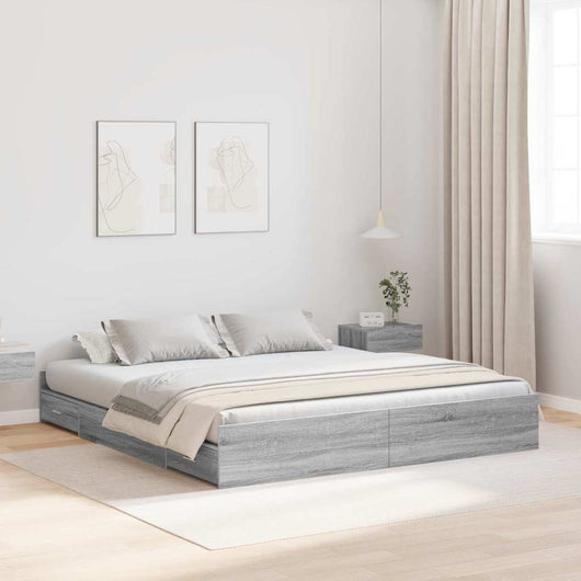 vidaXL Struttura letto con contenitore Grigio sonoma 180 x 200 cm