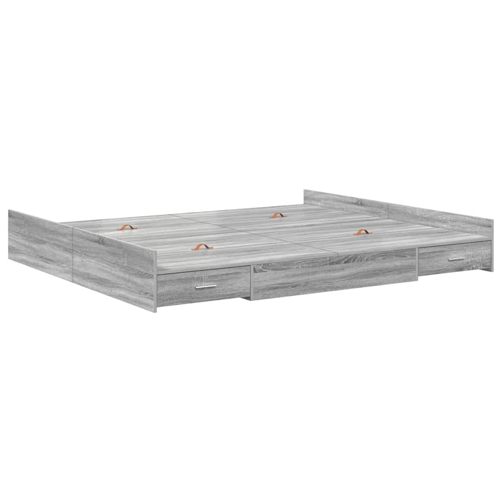 vidaXL Struttura letto con contenitore Grigio sonoma 180 x 200 cm