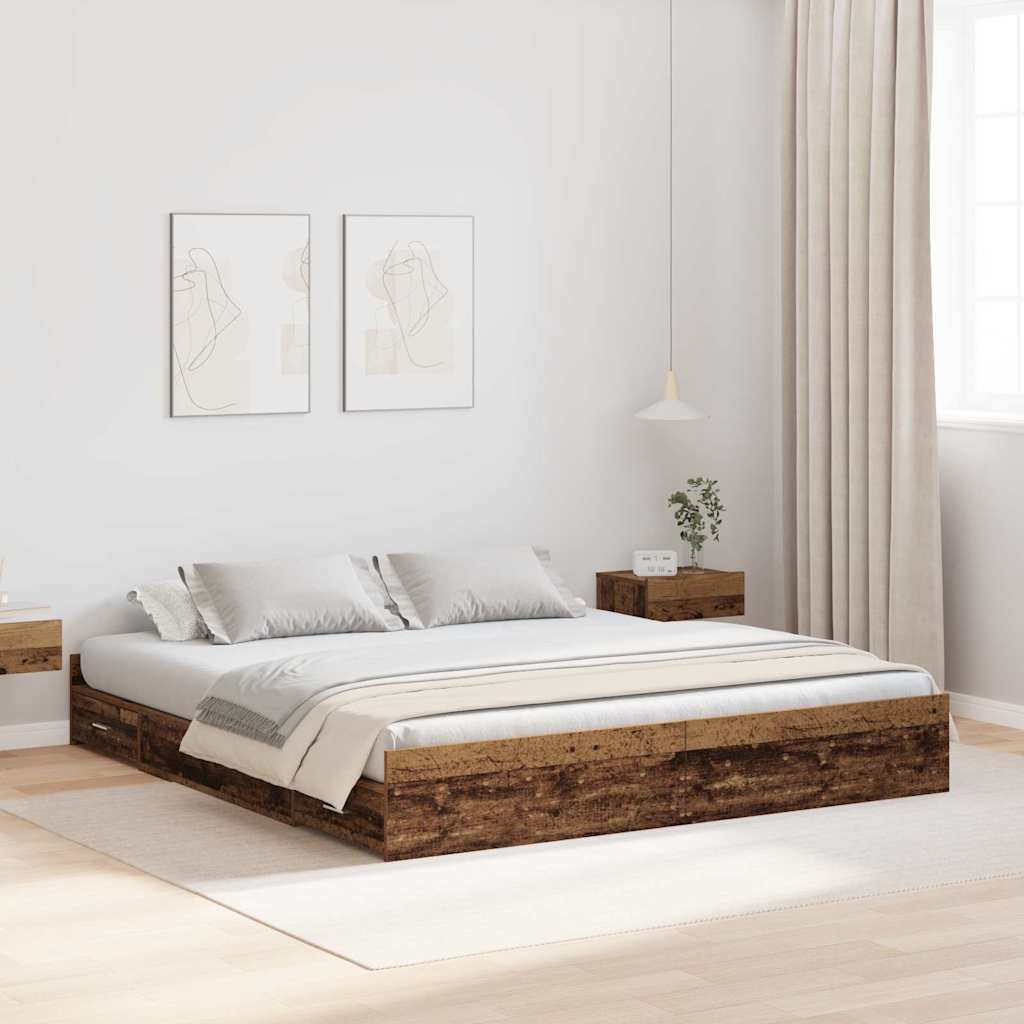 vidaXL Struttura letto con contenitore Legno vecchio 180 x 200 cm