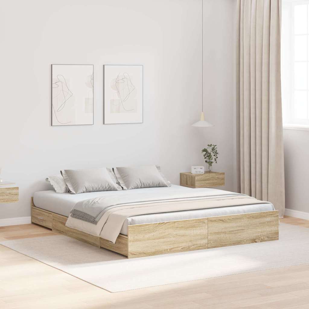 vidaXL Struttura letto con contenitore rovere sonoma 160 x 200 cm