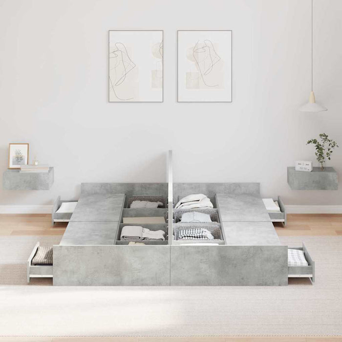 vidaXL Struttura letto con contenitore Grigio cemento 160 x 200 cm