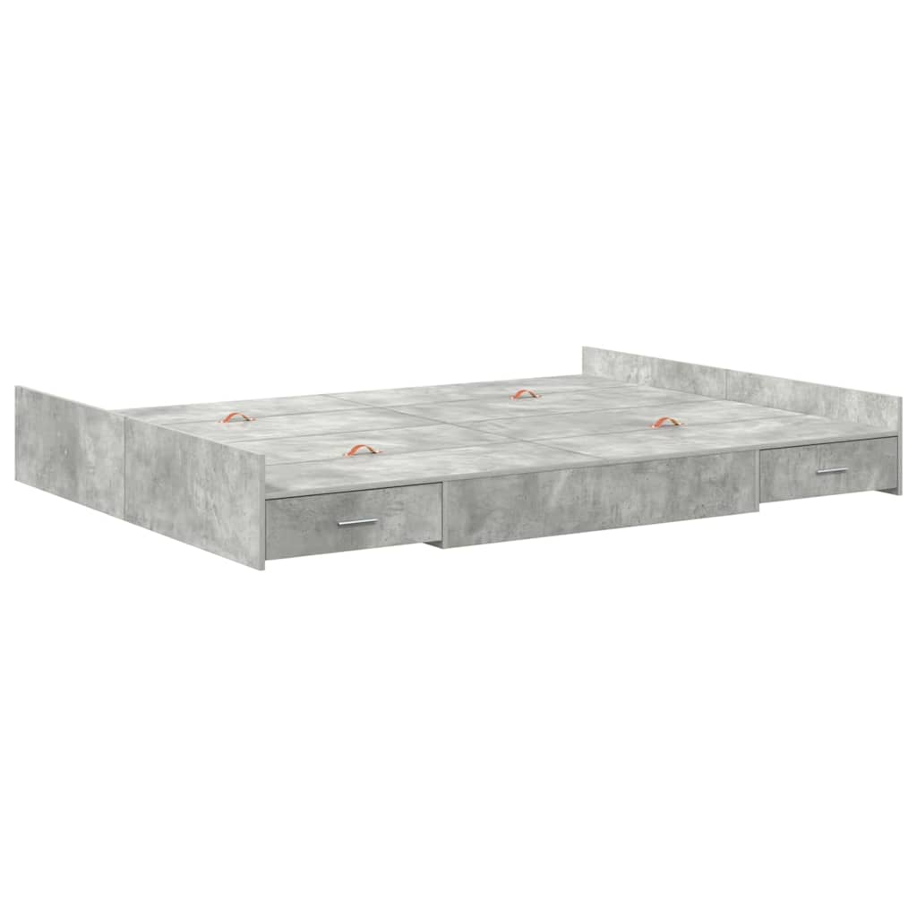 vidaXL Struttura letto con contenitore Grigio cemento 160 x 200 cm