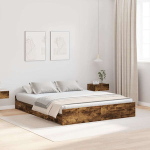 Struttura letto con contenitore Rovere fumé 160 x 200 cm 3335281
