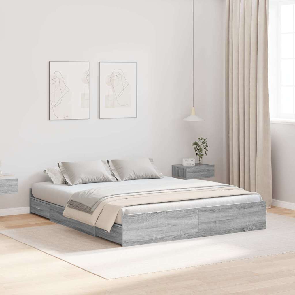 vidaXL Struttura letto con contenitore Grigio sonoma 160 x 200 cm
