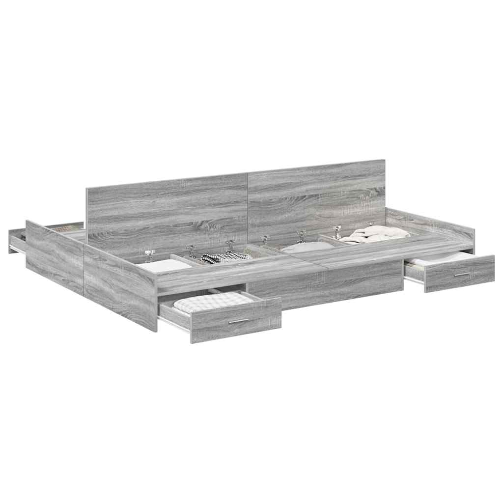 vidaXL Struttura letto con contenitore Grigio sonoma 160 x 200 cm
