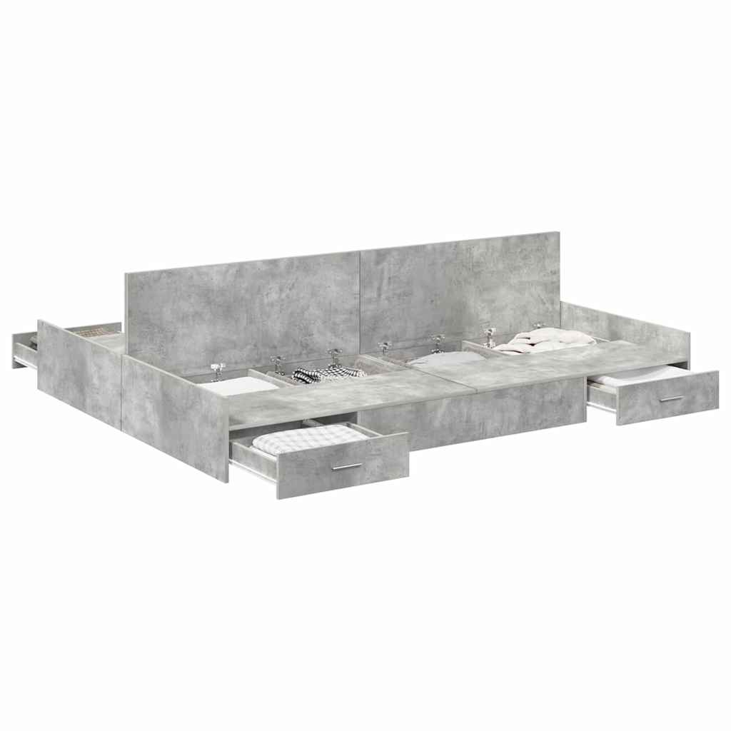 vidaXL Struttura letto con contenitore Grigio cemento 150 x 200 cm