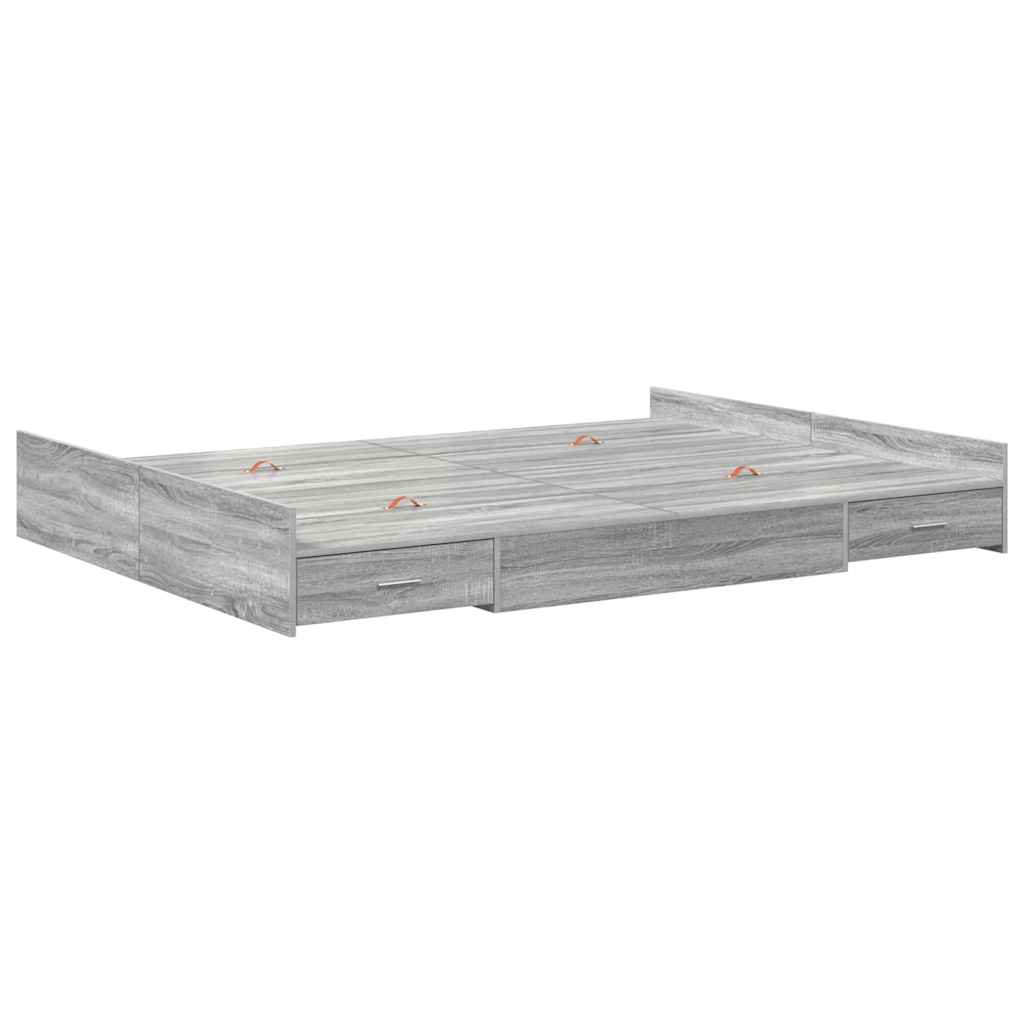 vidaXL Struttura letto con contenitore Grigio sonoma 150 x 200 cm