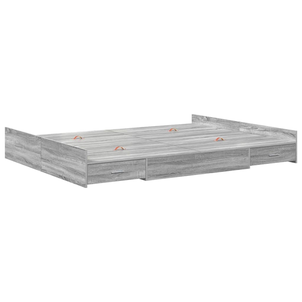 vidaXL Struttura letto con contenitore Grigio sonoma 150 x 200 cm