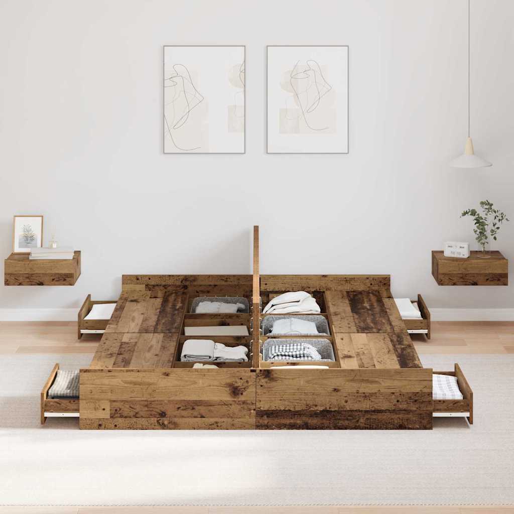 vidaXL Struttura letto con contenitore Legno vecchio 150 x 200 cm