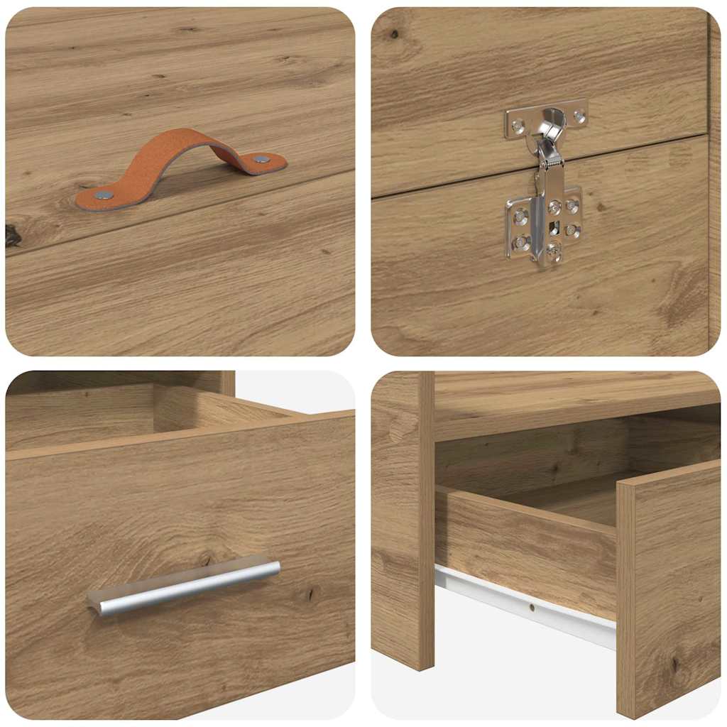 vidaXL Struttura letto con contenitore rovere artigianale 150 x 200 cm