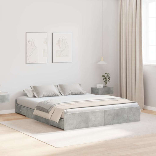 vidaXL Struttura letto con contenitore Grigio cemento 140 x 200 cm