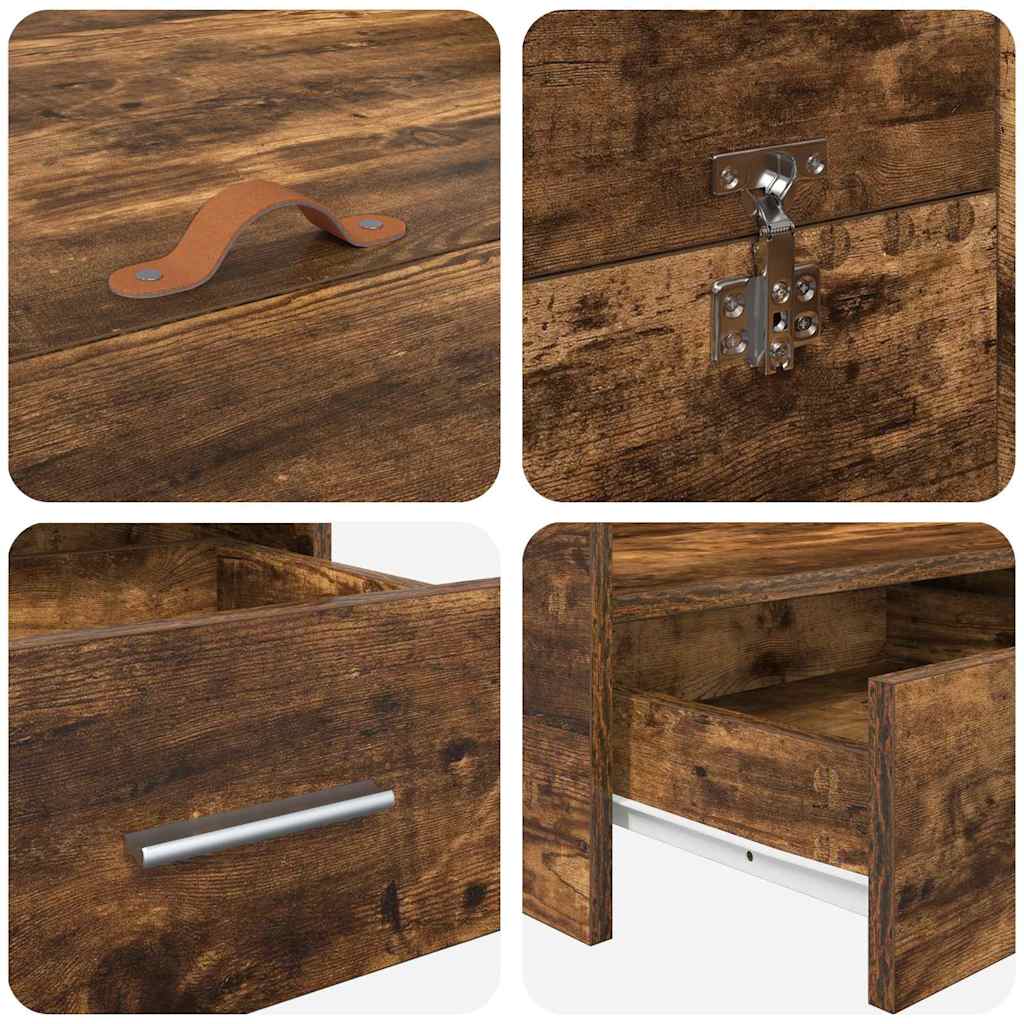 vidaXL Struttura letto con contenitore Rovere fumo 140 x 200 cm