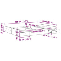 vidaXL Struttura letto con contenitore Legno vecchio 140 x 200 cm