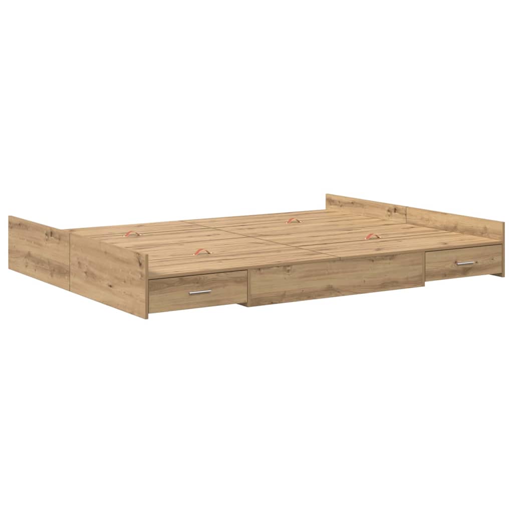vidaXL Struttura letto con contenitore rovere artigianale 140 x 200 cm