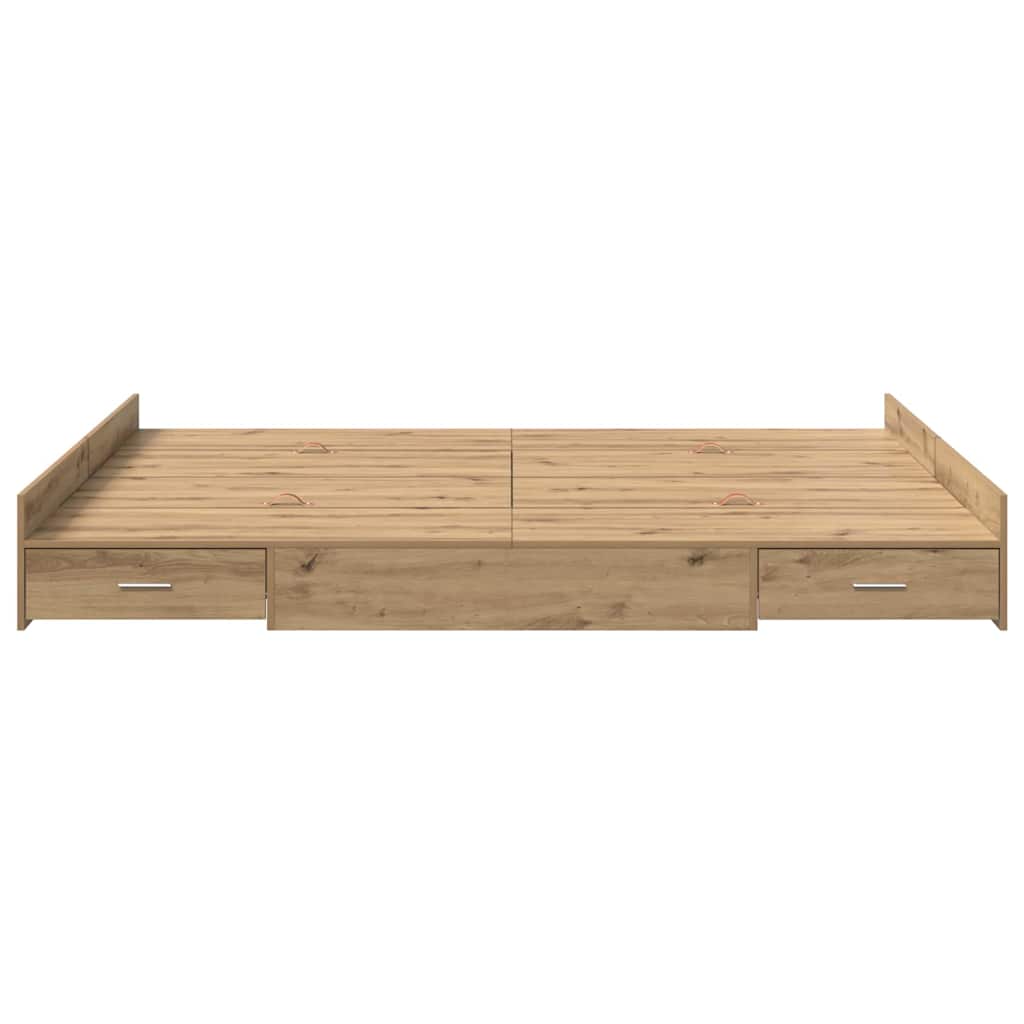 vidaXL Struttura letto con contenitore rovere artigianale 140 x 200 cm
