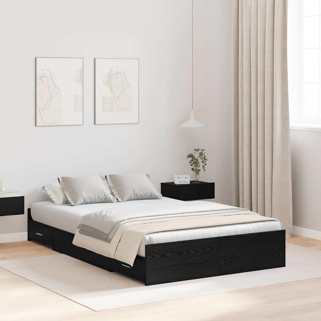 vidaXL Struttura letto con contenitore Rovere nero 120 x 200 cm