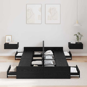 vidaXL Struttura letto con contenitore Rovere nero 120 x 200 cm