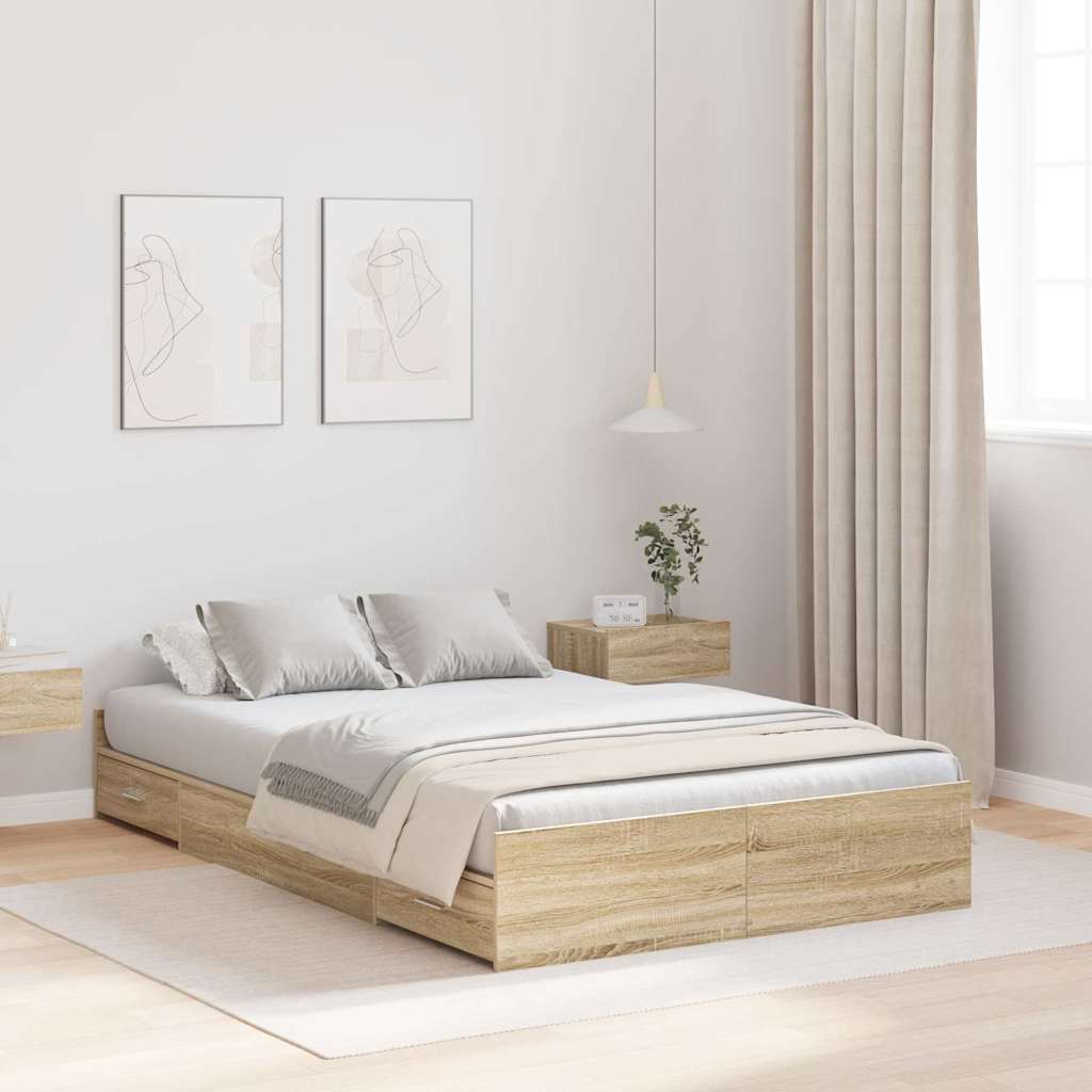 vidaXL Struttura letto con contenitore rovere sonoma 120 x 200 cm