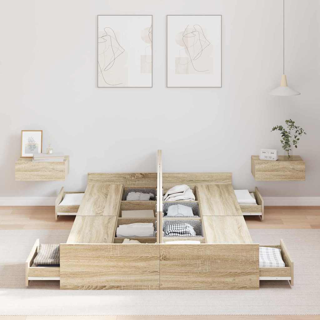 vidaXL Struttura letto con contenitore rovere sonoma 120 x 200 cm