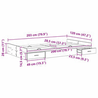 vidaXL Struttura letto con contenitore Grigio cemento 120 x 200 cm