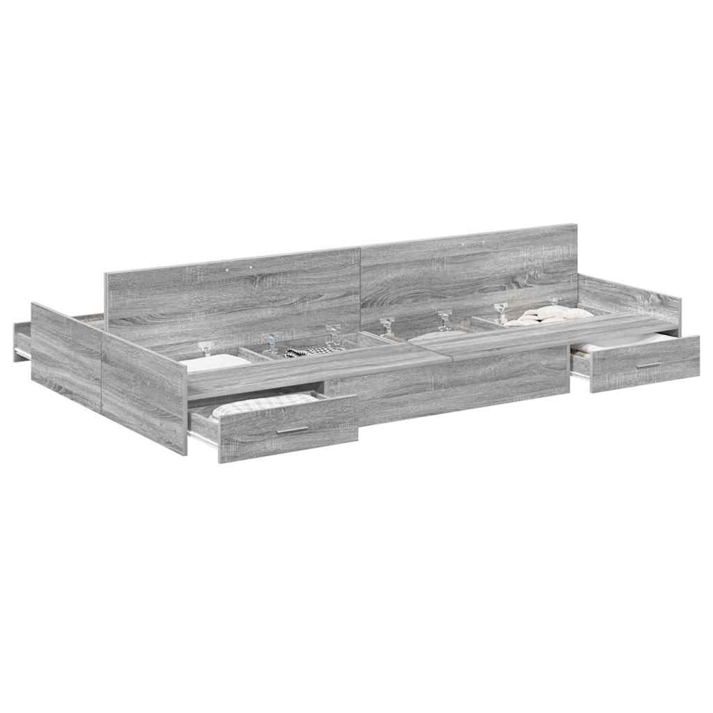 vidaXL Struttura letto con contenitore Grigio sonoma 120 x 200 cm