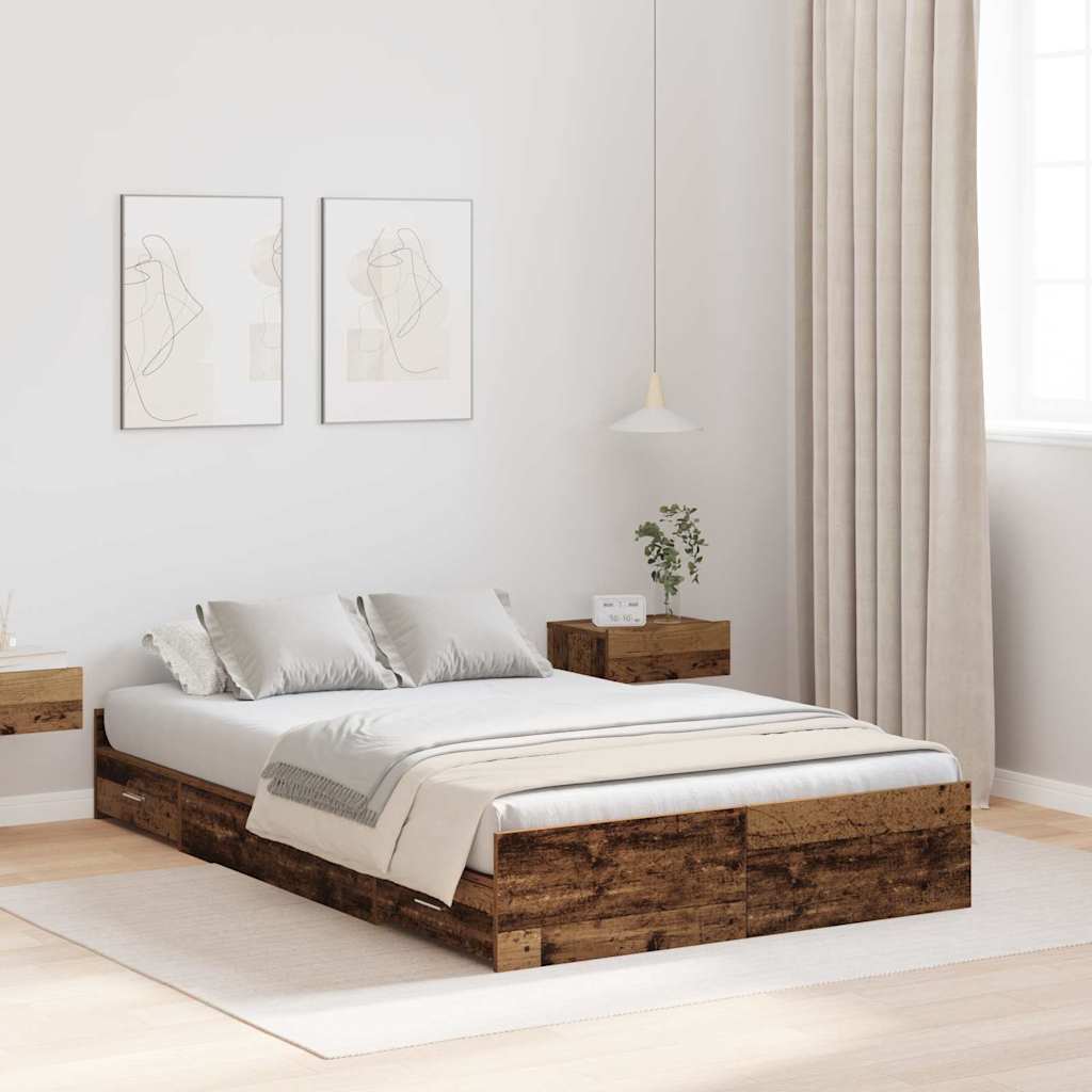 vidaXL Struttura letto con contenitore Legno vecchio 120 x 200 cm