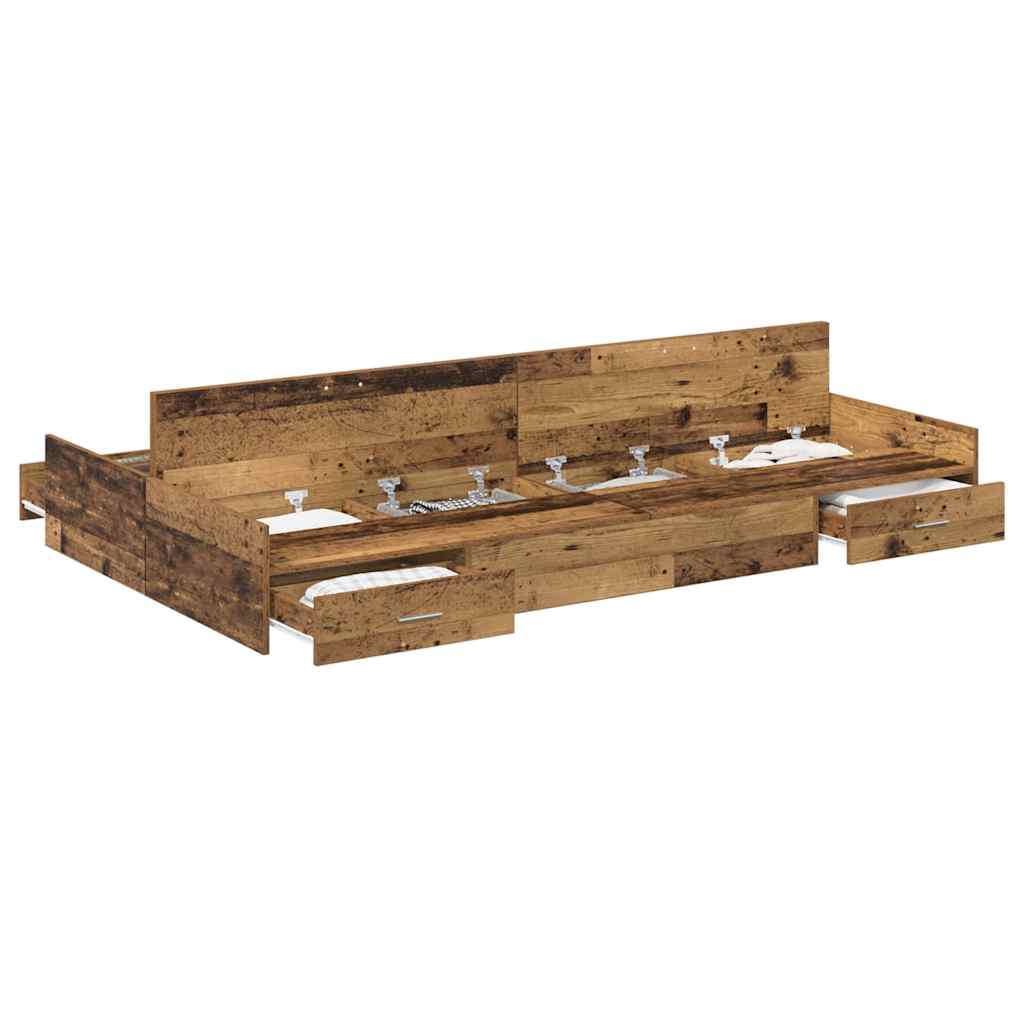 vidaXL Struttura letto con contenitore Legno vecchio 120 x 200 cm