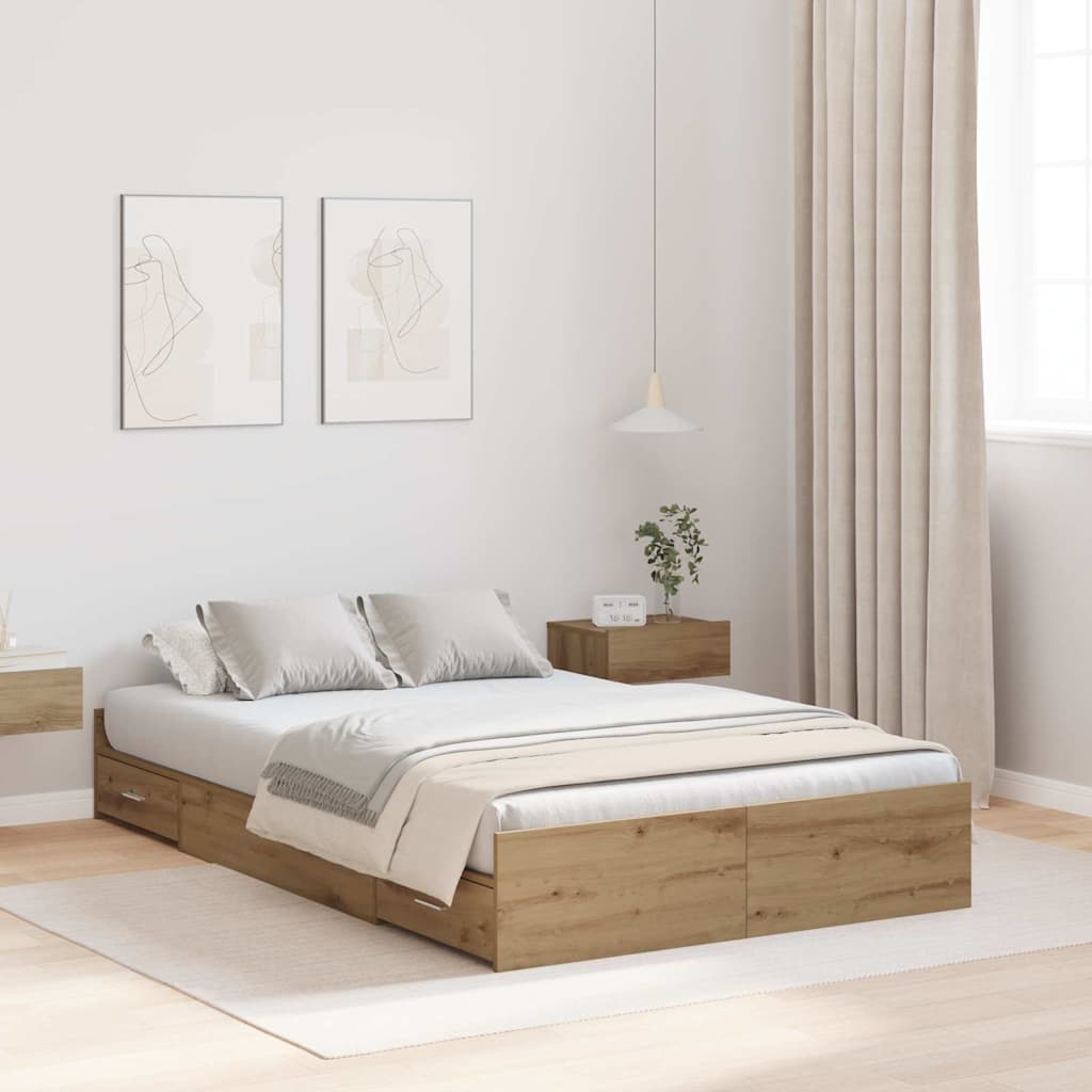 vidaXL Struttura letto con contenitore rovere artigianale 120 x 200 cm
