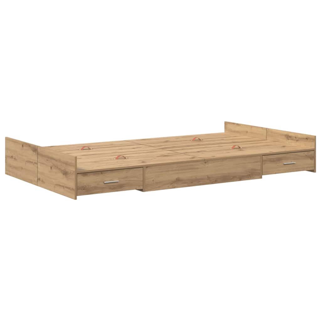 vidaXL Struttura letto con contenitore rovere artigianale 120 x 200 cm