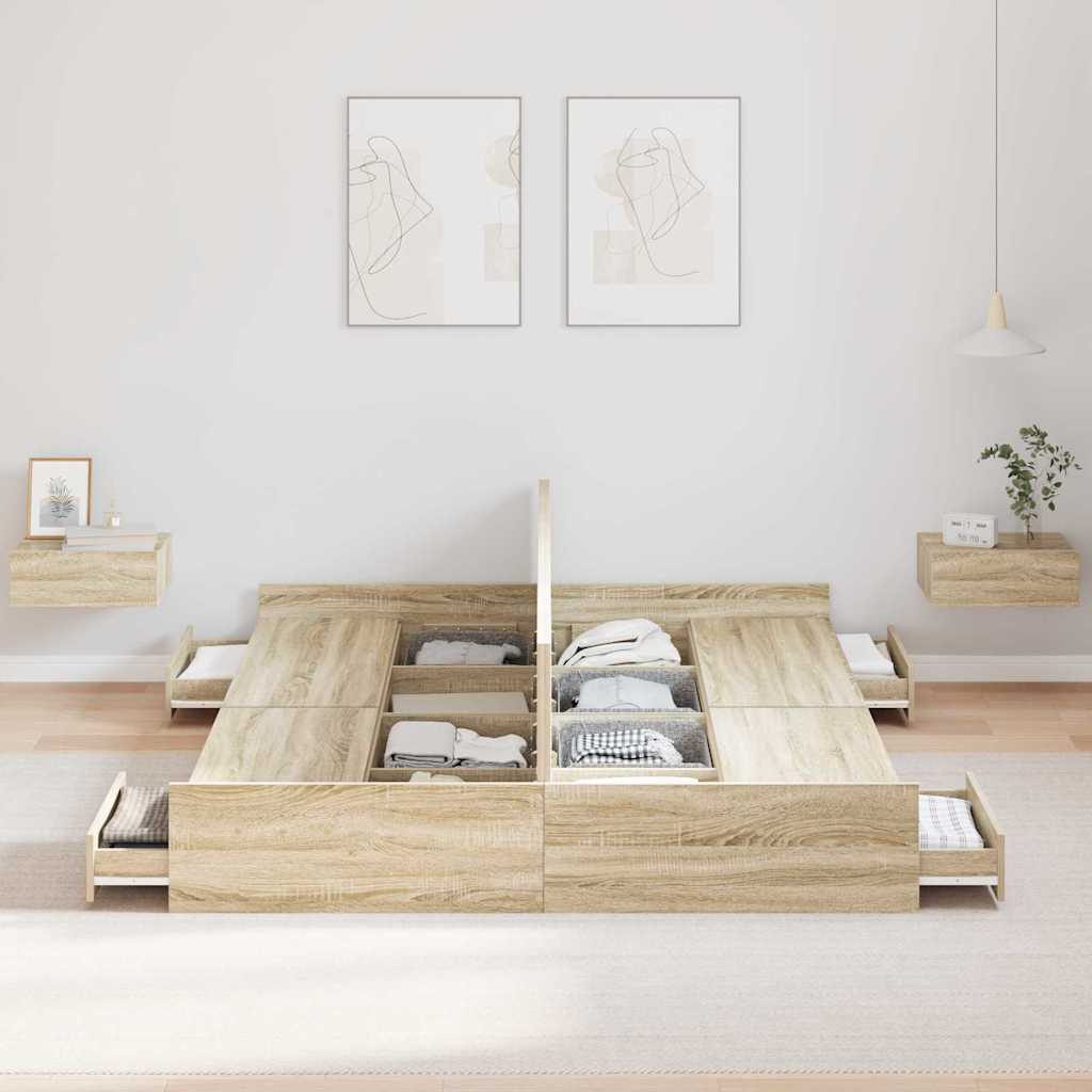 vidaXL Struttura letto con contenitore rovere sonoma 140 x 190 cm