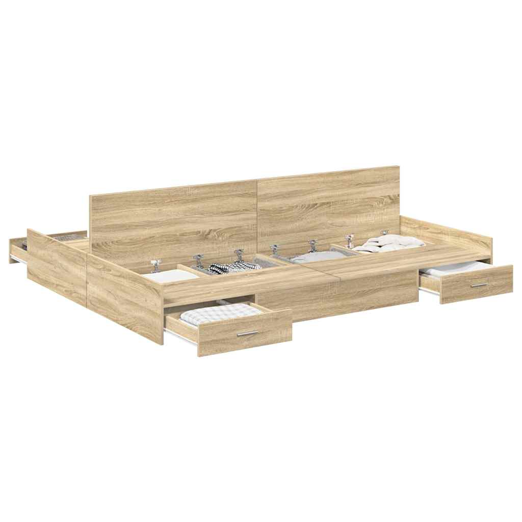vidaXL Struttura letto con contenitore rovere sonoma 140 x 190 cm