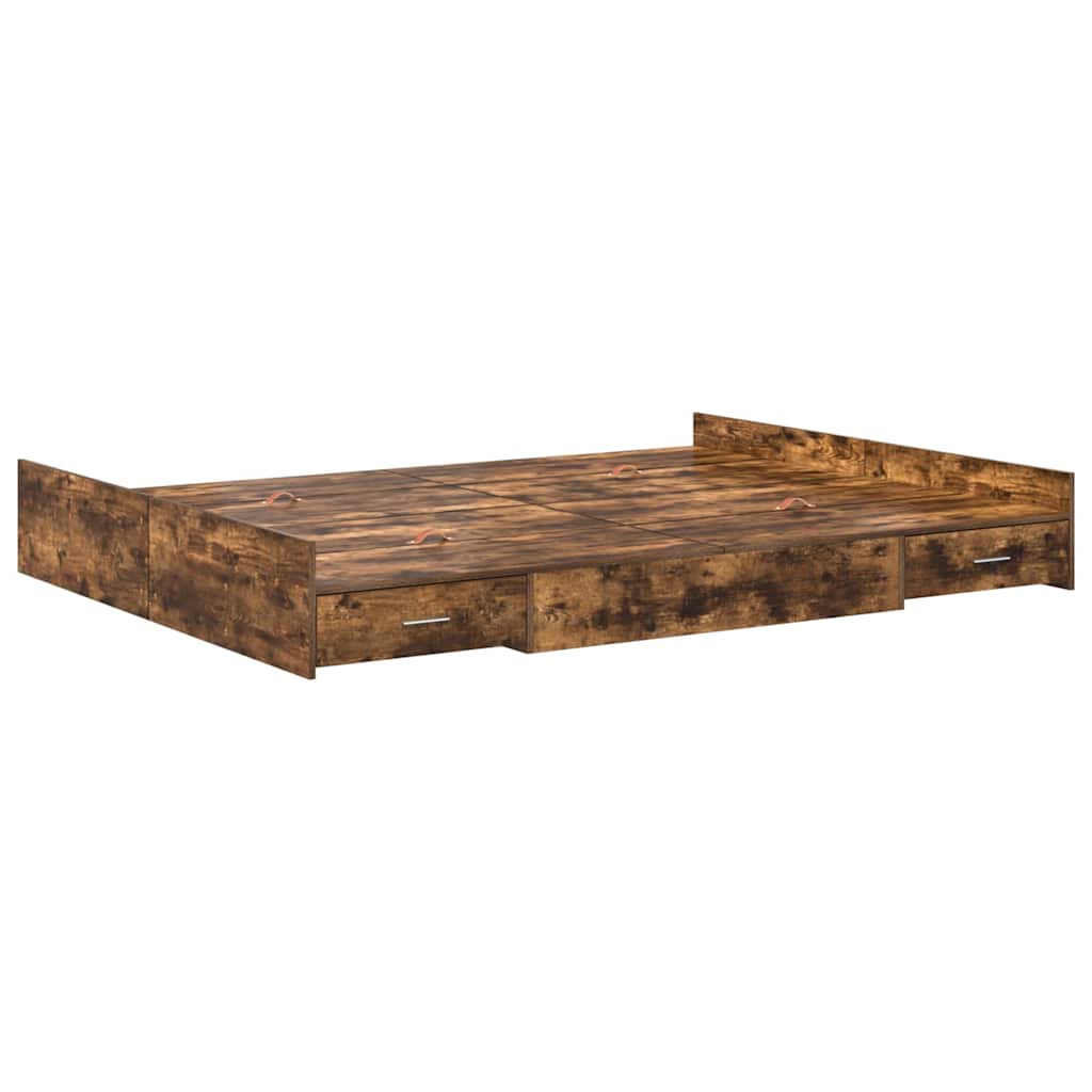 vidaXL Struttura letto con contenitore Rovere fumo 140 x 190 cm