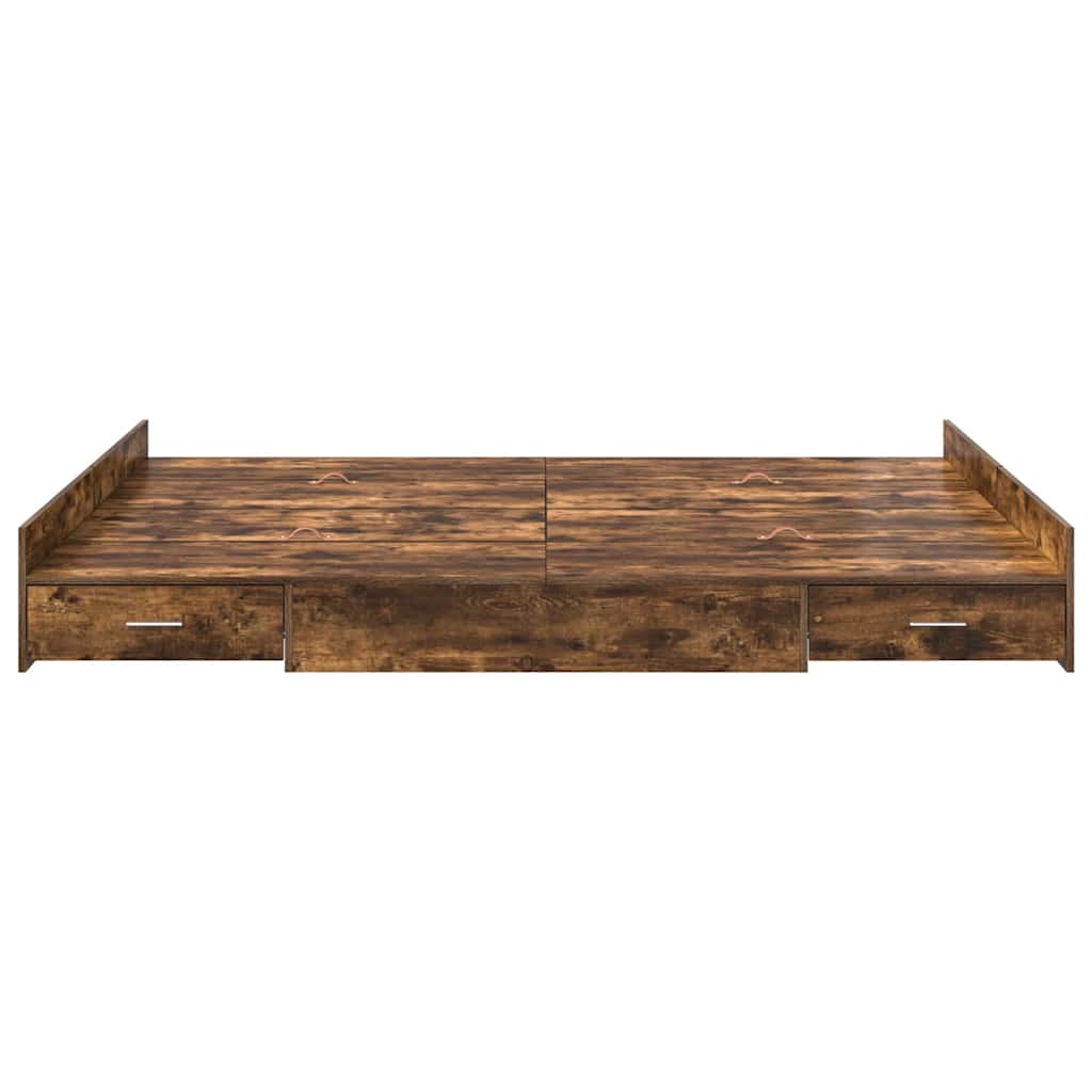 vidaXL Struttura letto con contenitore Rovere fumo 140 x 190 cm