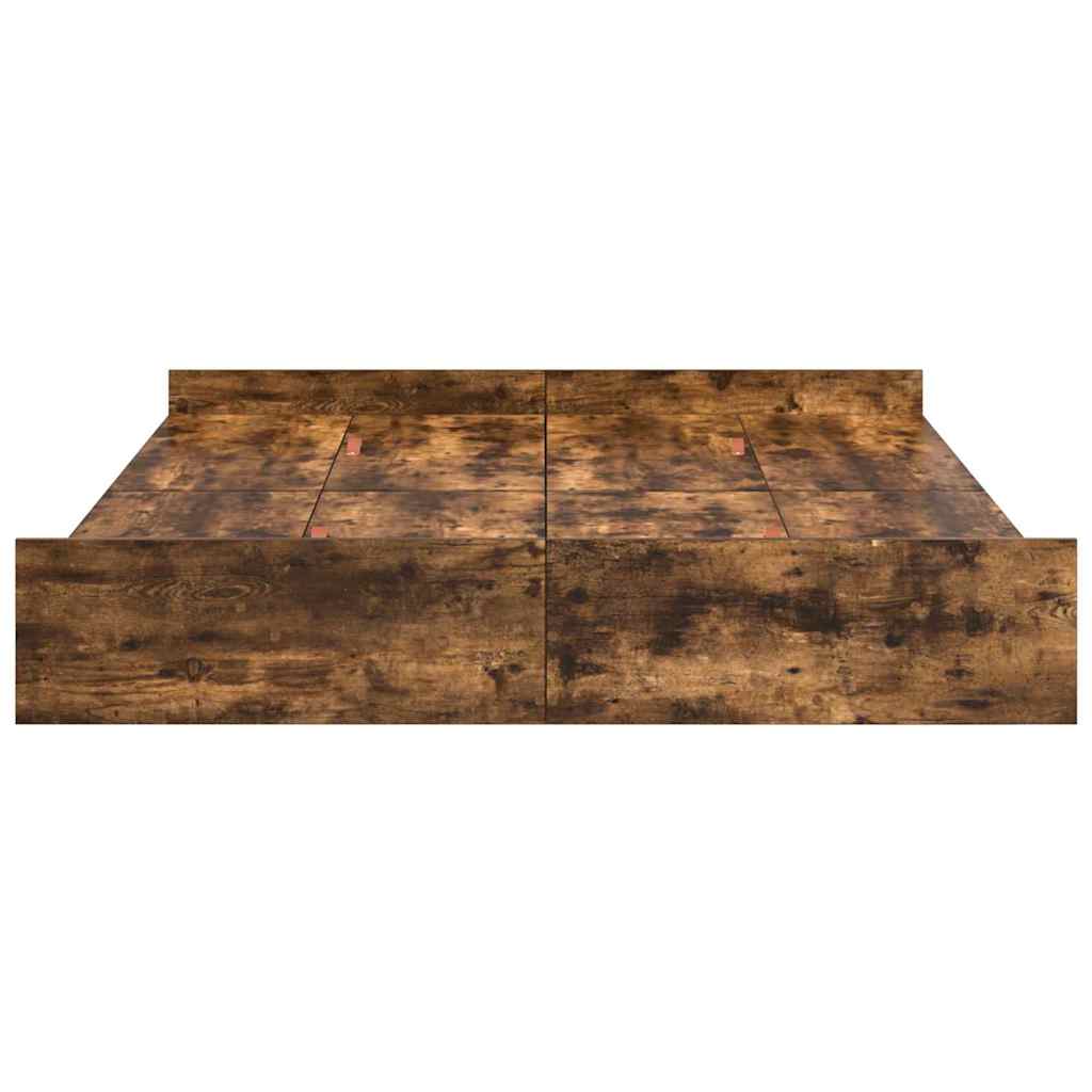 vidaXL Struttura letto con contenitore Rovere fumo 140 x 190 cm