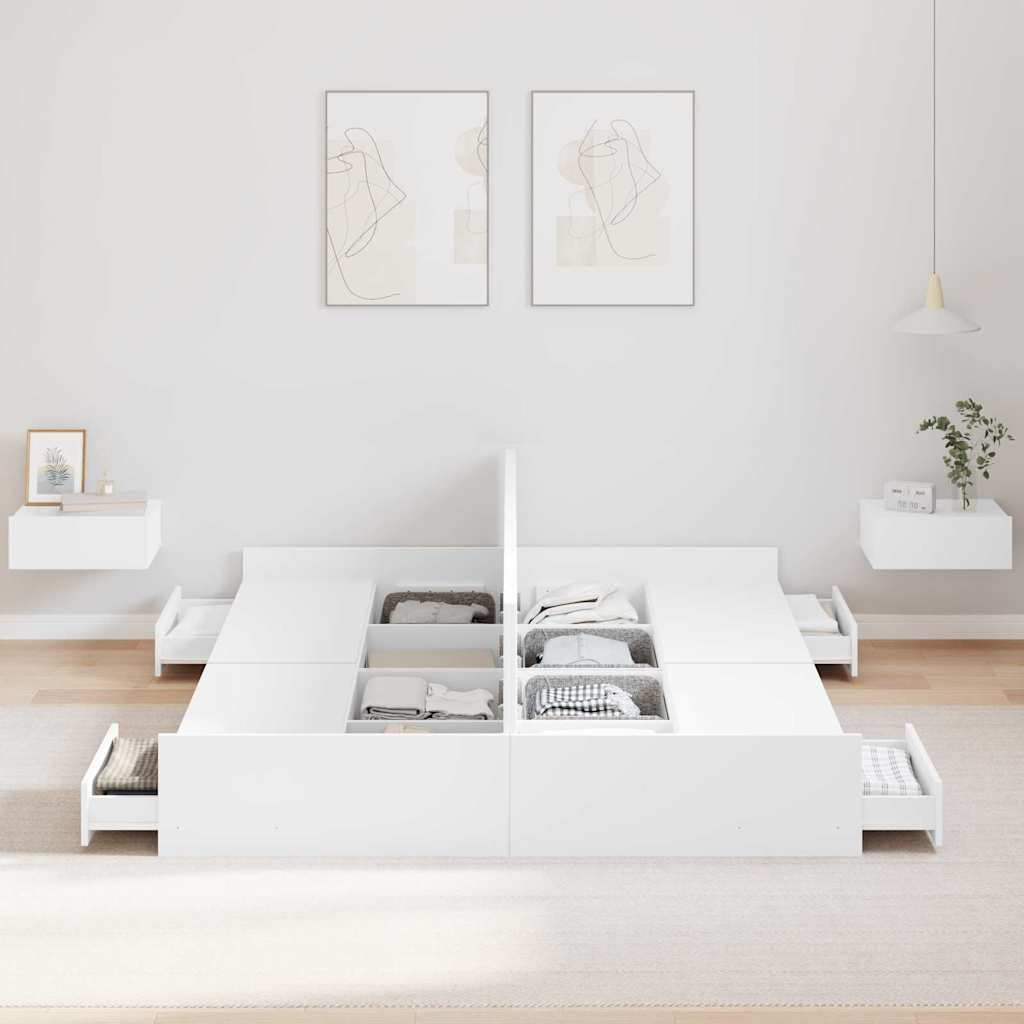 vidaXL Struttura letto con contenitore Bianco 135 x 190 cm