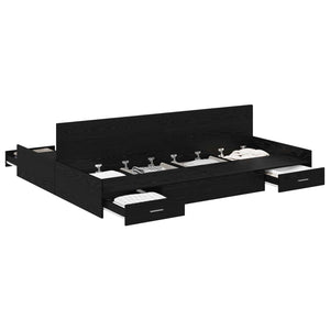 Struttura letto con contenitore Rovere Nero 135 x 190 cm 3335318