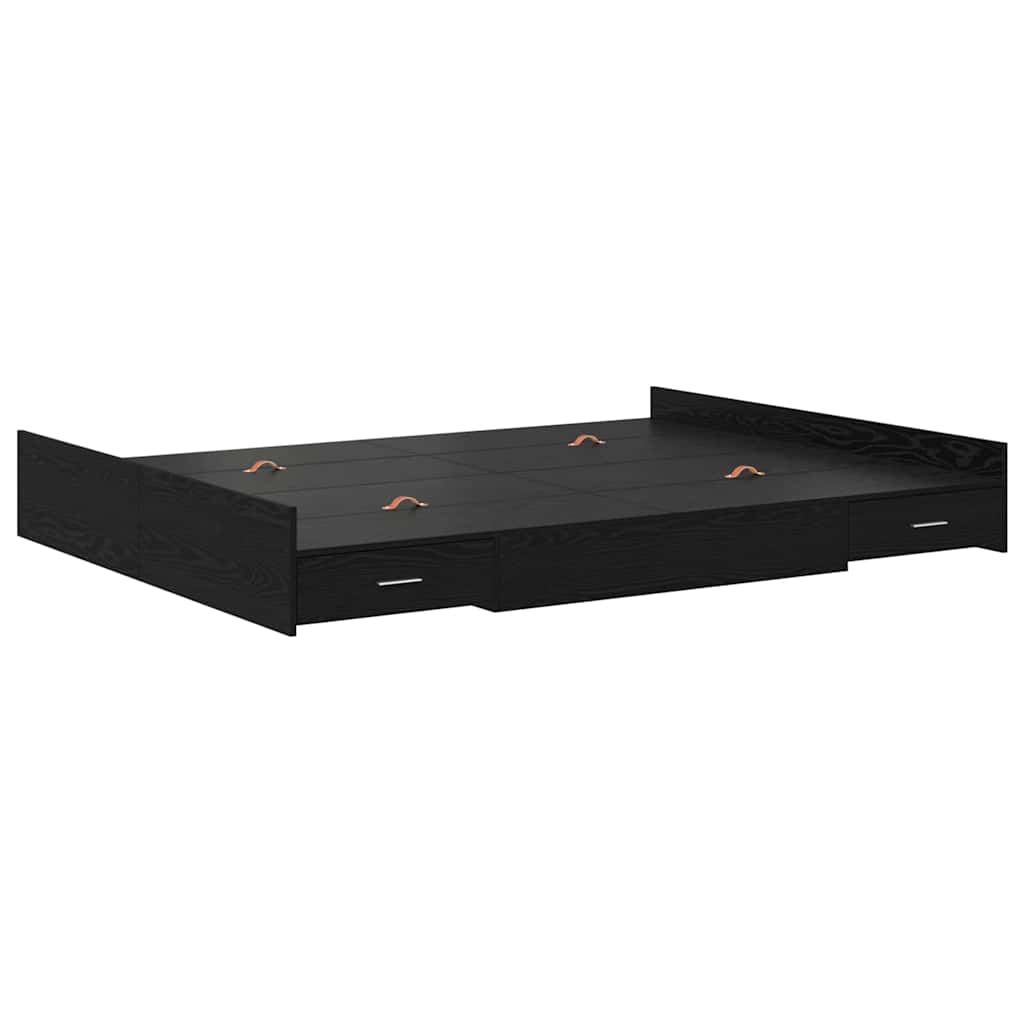 vidaXL Struttura letto con contenitore Rovere nero 135 x 190 cm